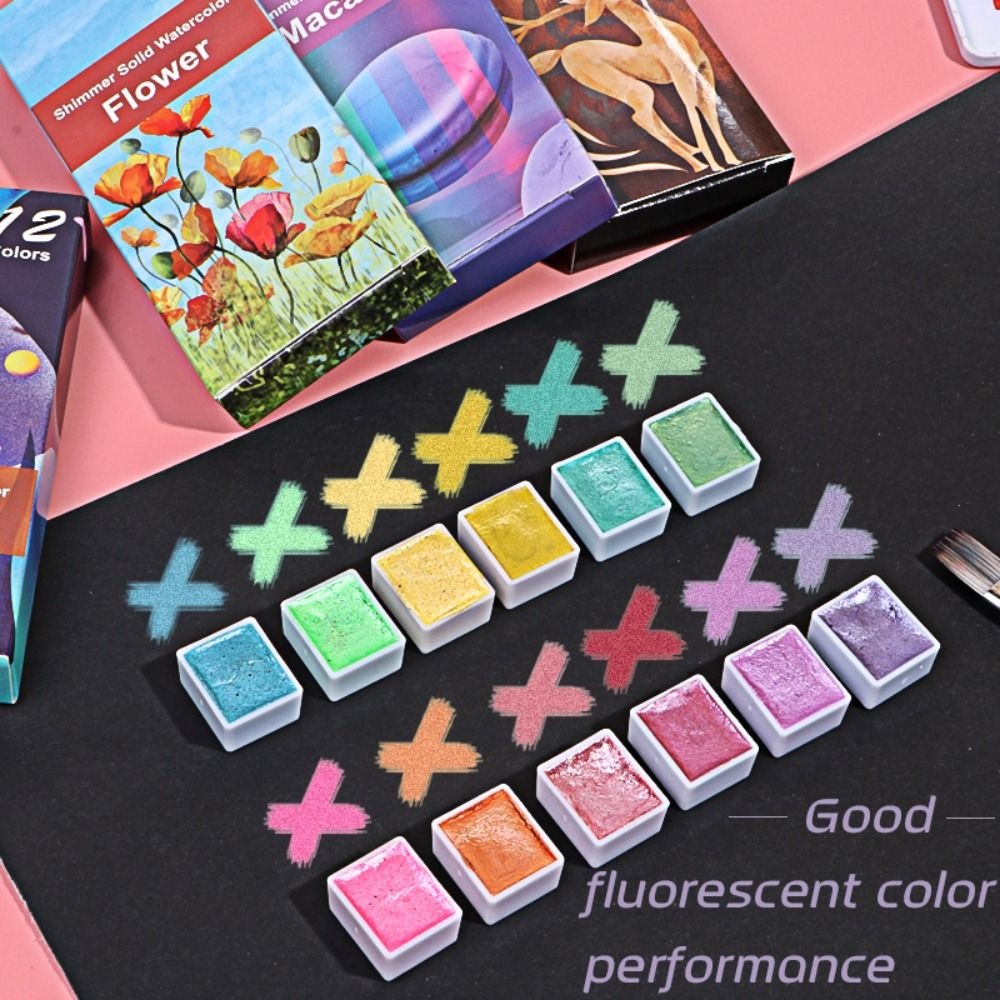 Watercolor Paint Set Solid Pigment - Przenośny zestaw solidnych farb akwarelowych 6/12