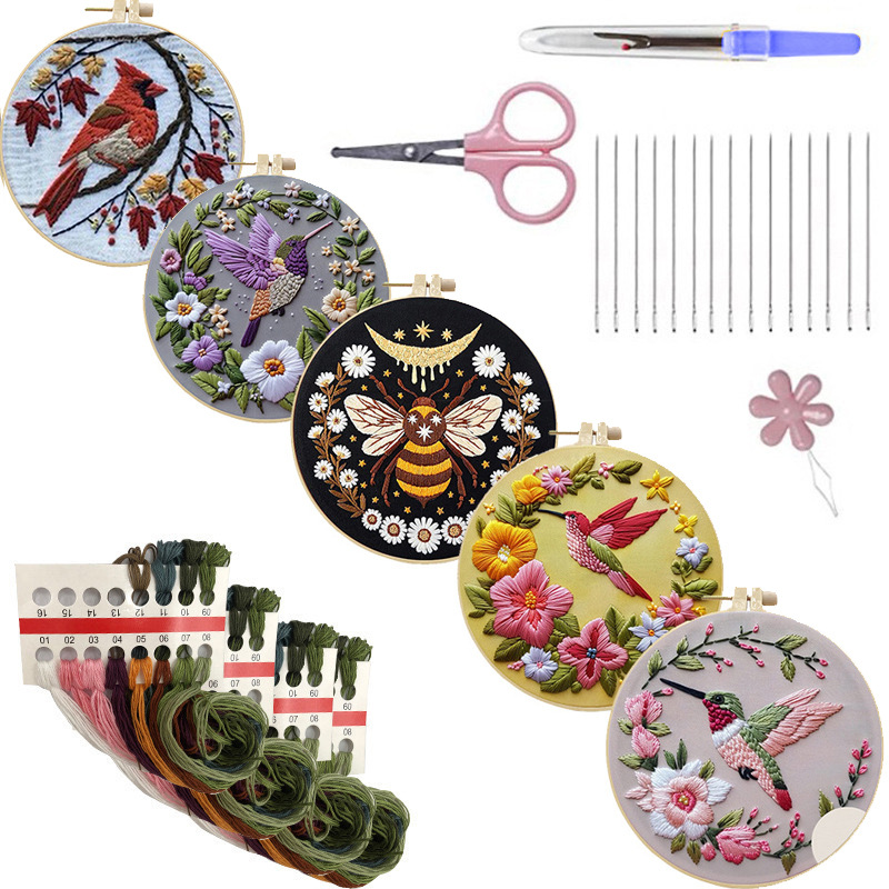 Cross Stitch Stamped Kits Beginners - Zestaw do haftu kolibra dla początkujących,