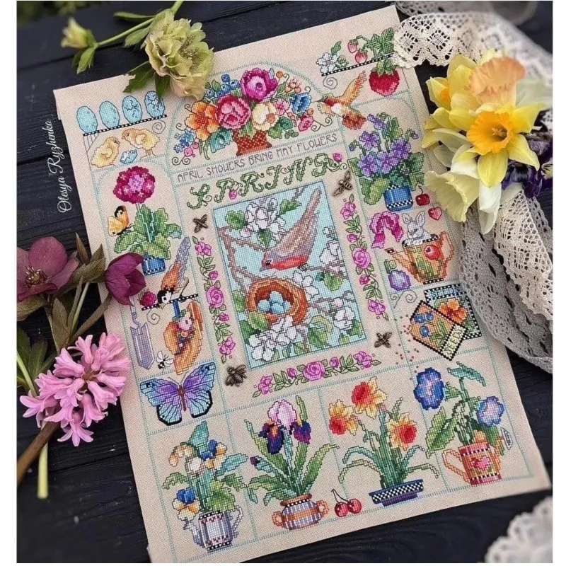 Cross Stitch Stamped Kits Beginners - 【CC2937 Wiosenny Ogród】 Zestaw do haftu