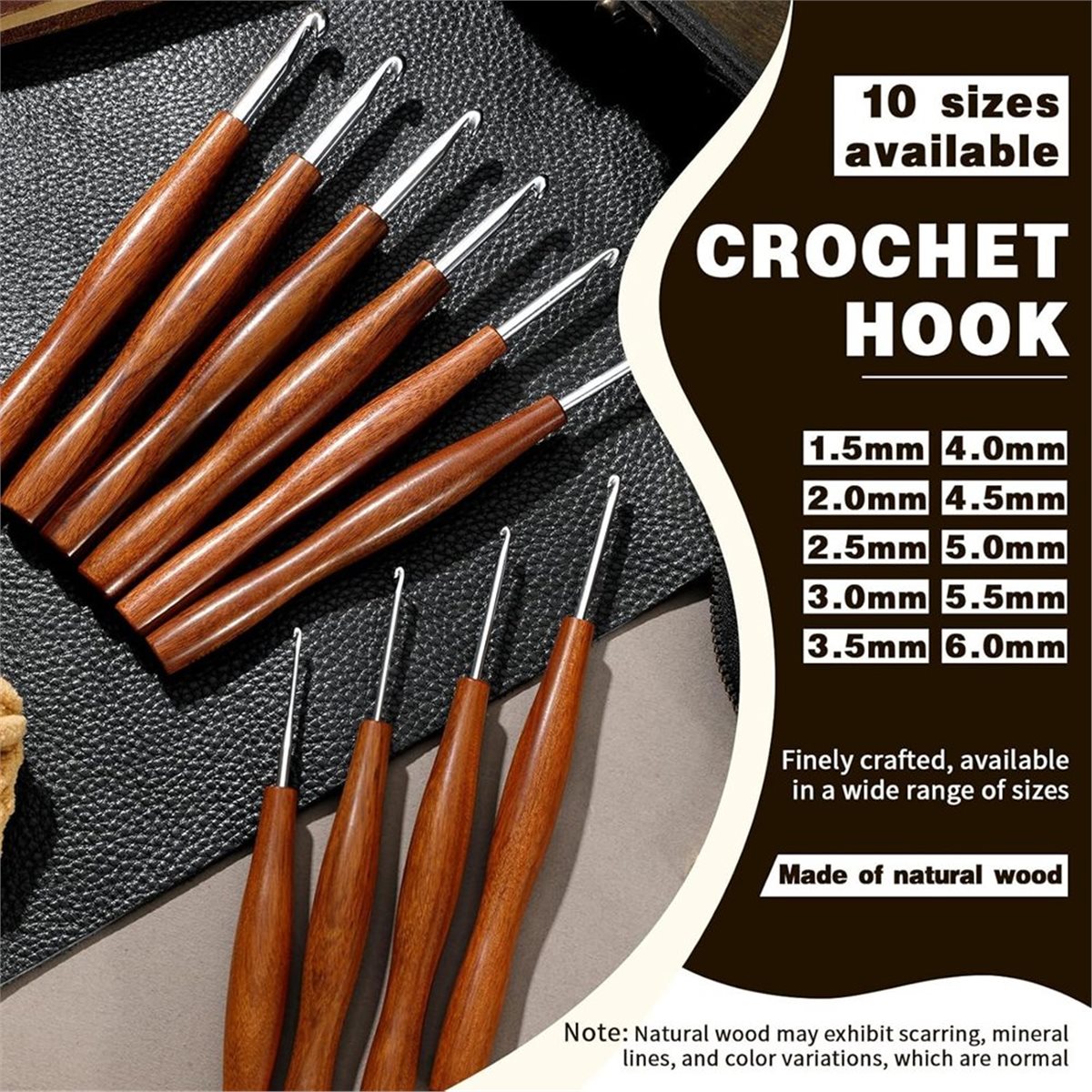 NOCM 5 szt. Szydełka do szydeł – Wooden Crochet Hooks Ergonomic Handle recenzja i cena